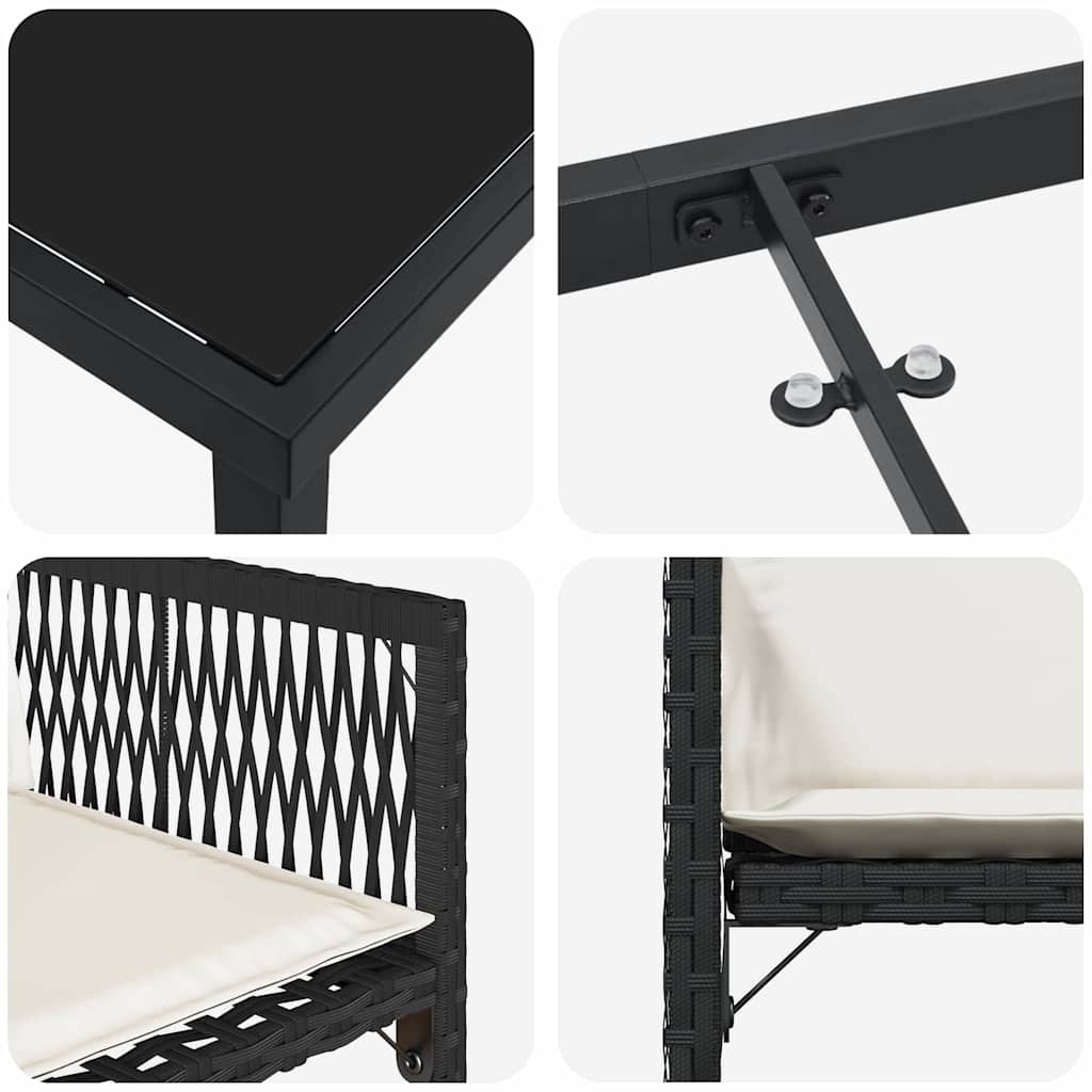 Σέτ φαγητού για κήπο 5 pcs Μαύρο συνθετικό ρατάν - Pakobazaar