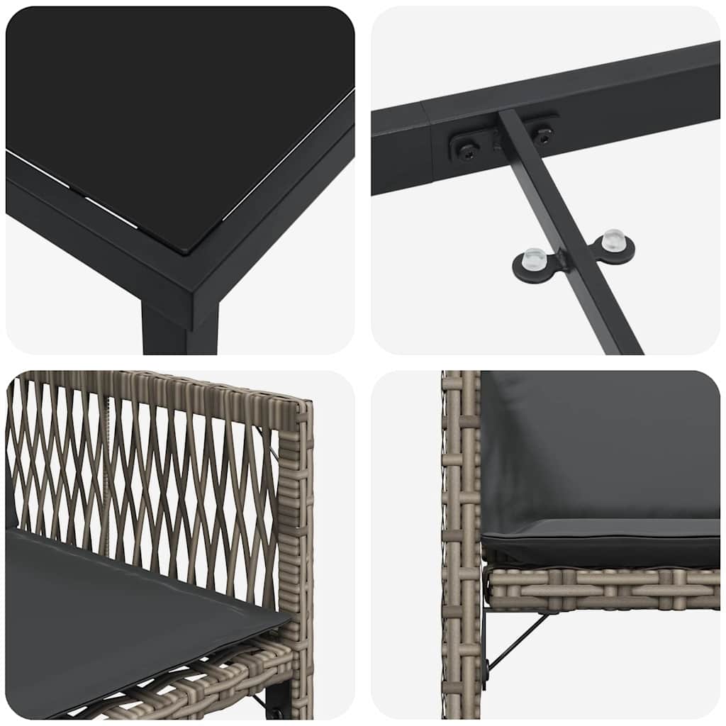 Σέτ φαγητού για κήπο 5 pcs Γκρι συνθετικό ρατάν - Pakobazaar