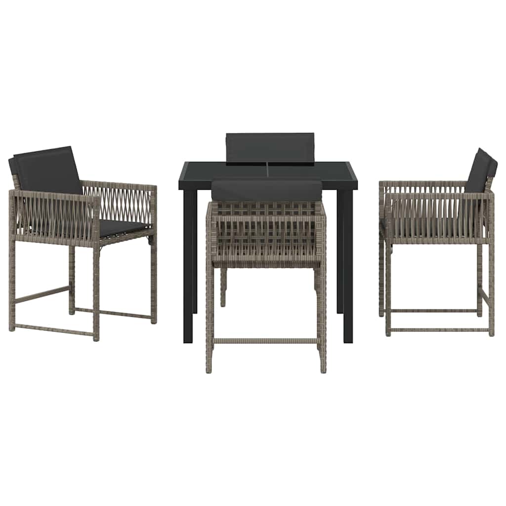 Σέτ φαγητού για κήπο 5 pcs Γκρι συνθετικό ρατάν - Pakobazaar