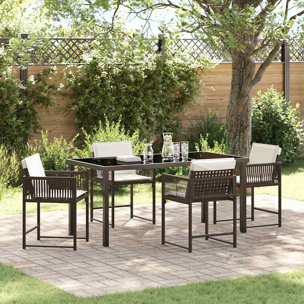 Σέτ φαγητού για κήπο 5 pcs Καφέ συνθετικό ρατάν - Pakobazaar