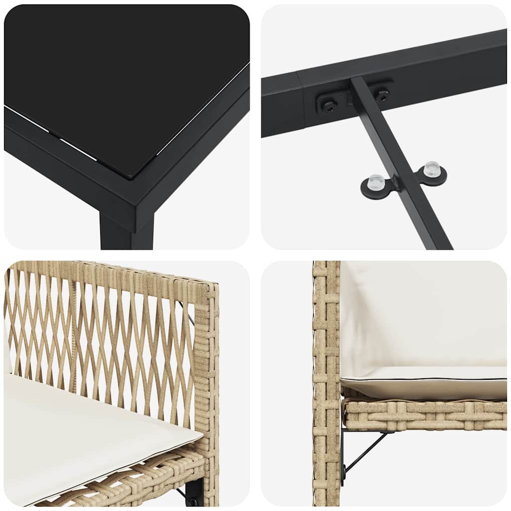 Σέτ φαγητού για κήπο 9 pcs Μπεζ συνθετικό ρατάν - Pakobazaar