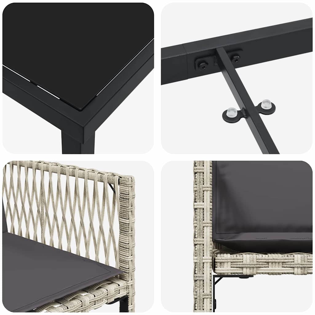 Σέτ φαγητού για κήπο 9 pcs Ανοιχτό γκρι συνθετικό ρατάν - Pakobazaar