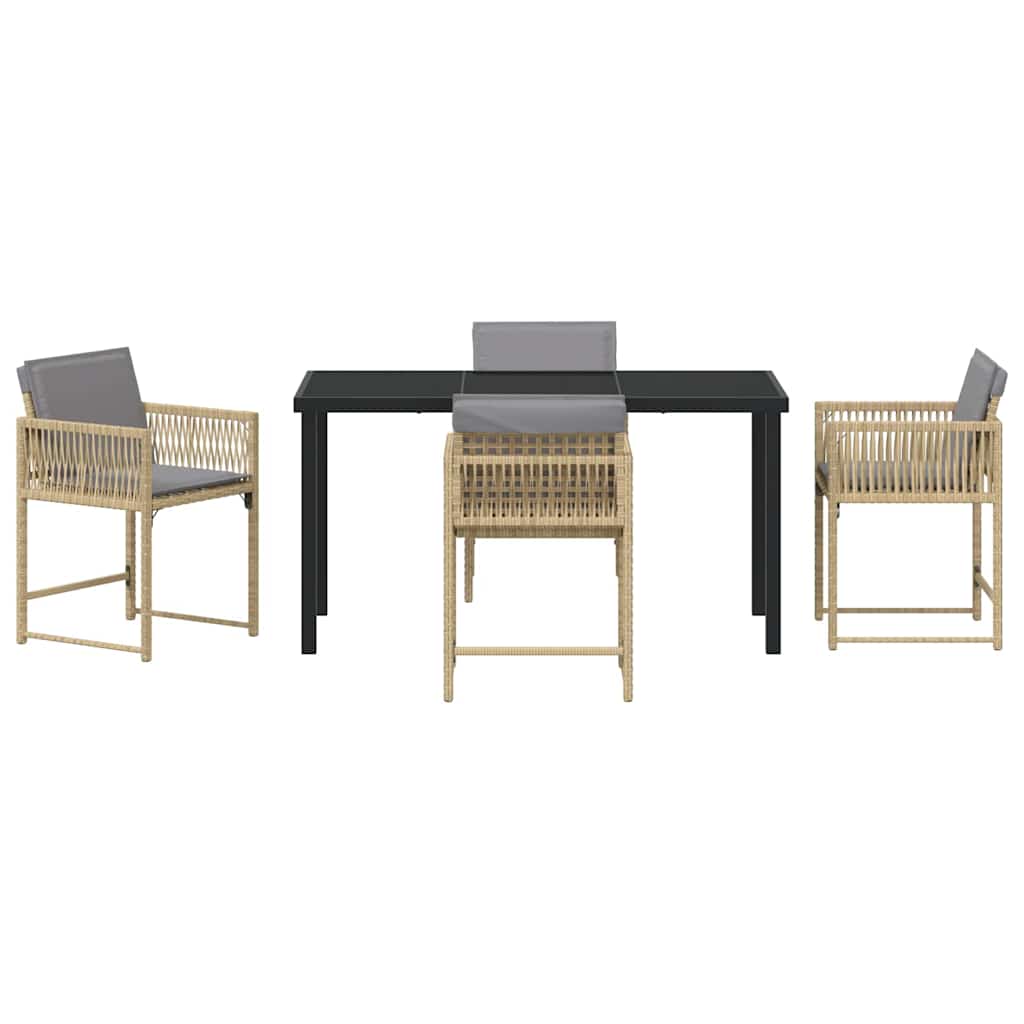 Σέτ φαγητού για κήπο 5 pcs Μπεζ συνθετικό ρατάν - Pakobazaar