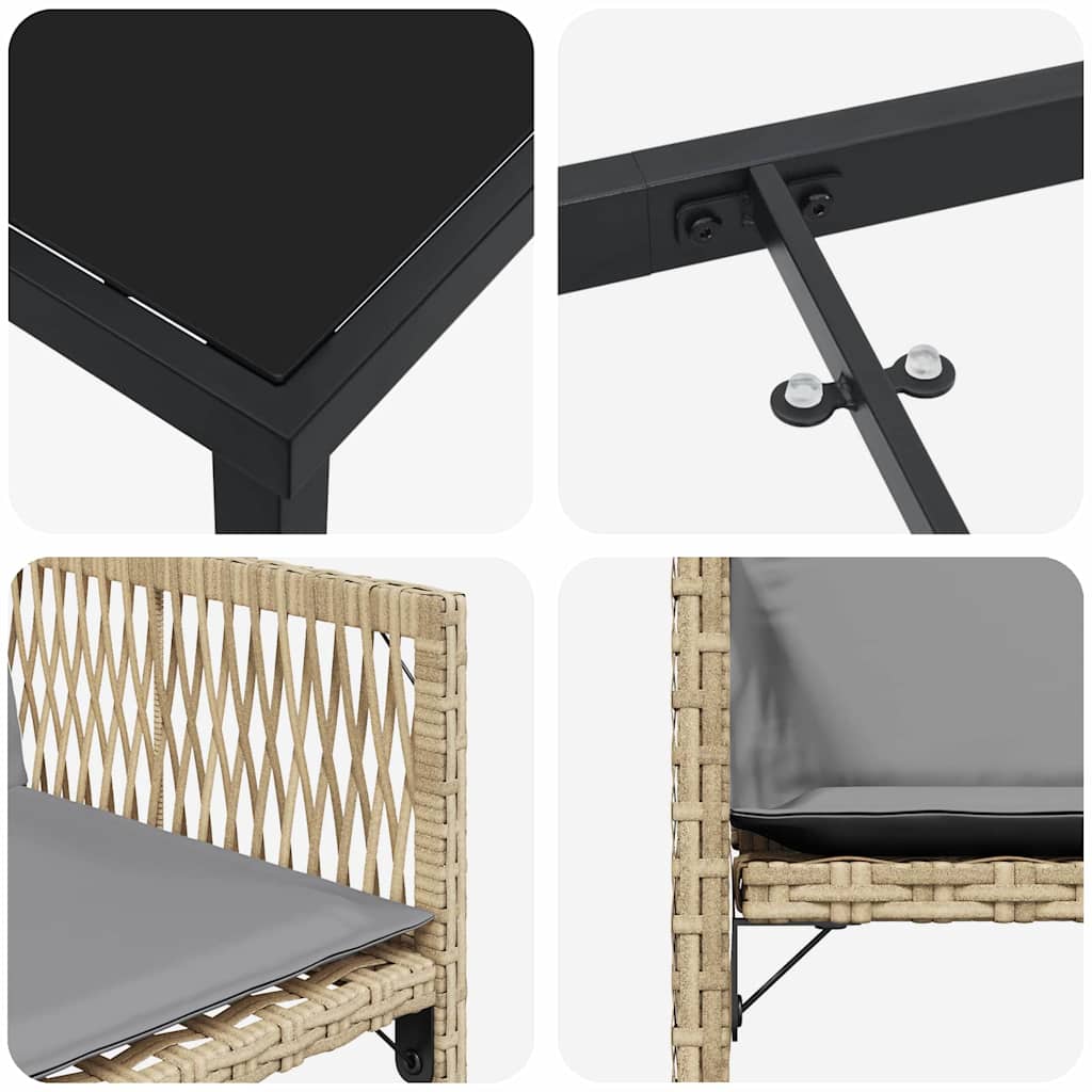 Σέτ φαγητού για κήπο 9 pcs Μπεζ συνθετικό ρατάν - Pakobazaar