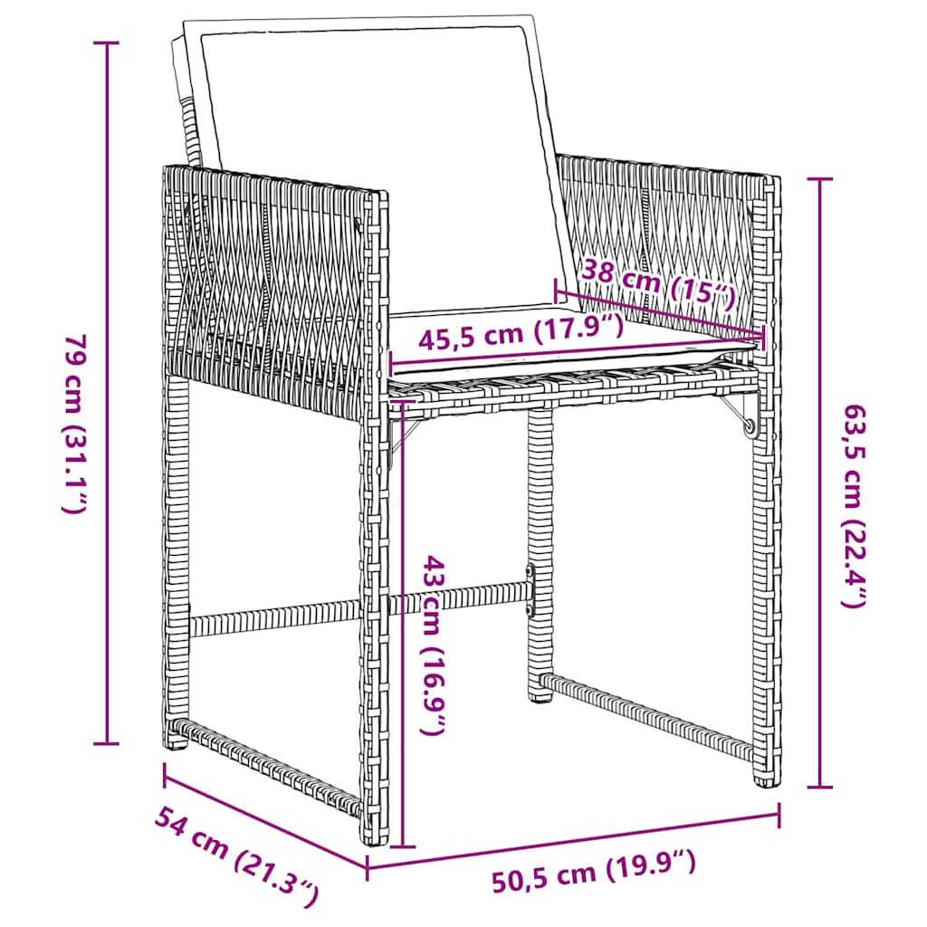 Σέτ φαγητού για κήπο 9 pcs Μπεζ συνθετικό ρατάν - Pakobazaar