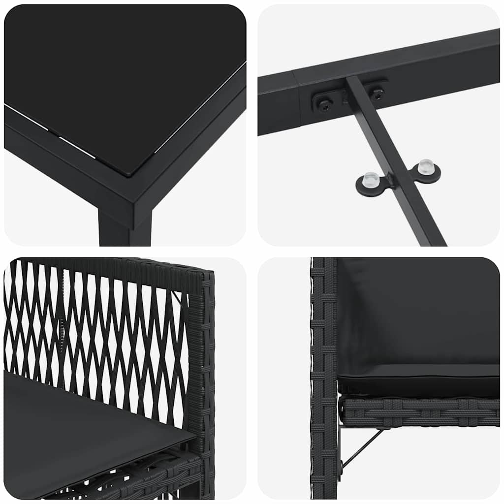 Σέτ φαγητού για κήπο 5 pcs Μαύρο συνθετικό ρατάν - Pakobazaar