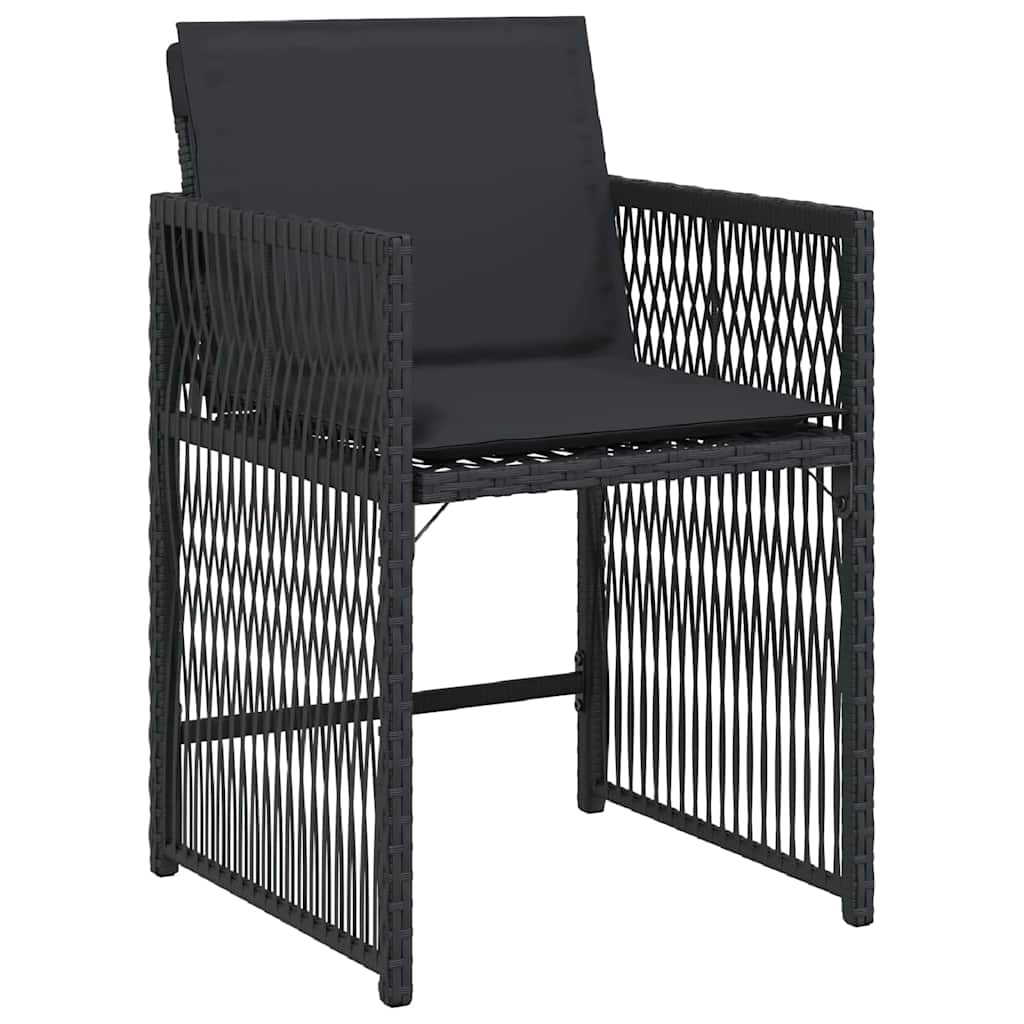 Σέτ φαγητού για κήπο 9 pcs Μαύρο συνθετικό ρατάν - Pakobazaar