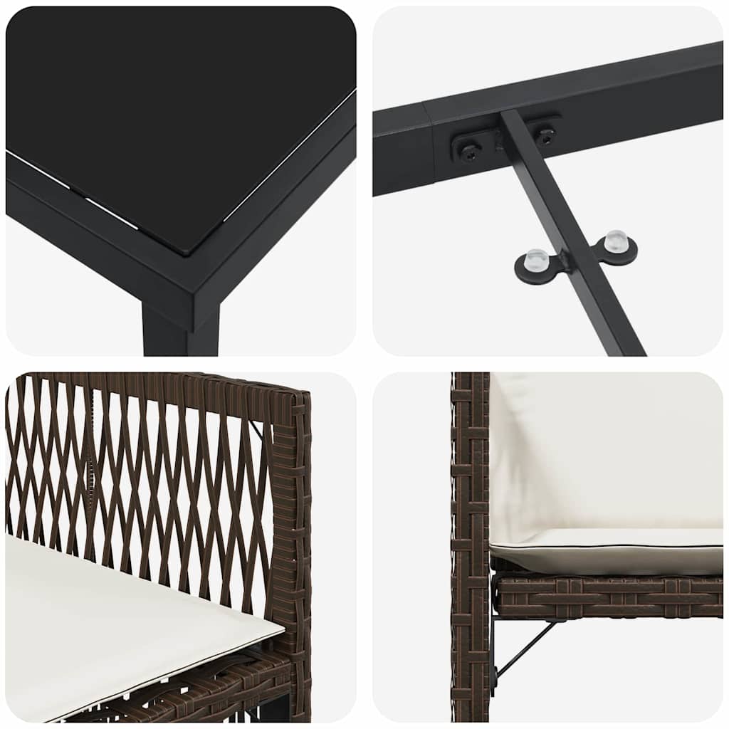 Σέτ φαγητού για κήπο 9 pcs Καφέ συνθετικό ρατάν - Pakobazaar