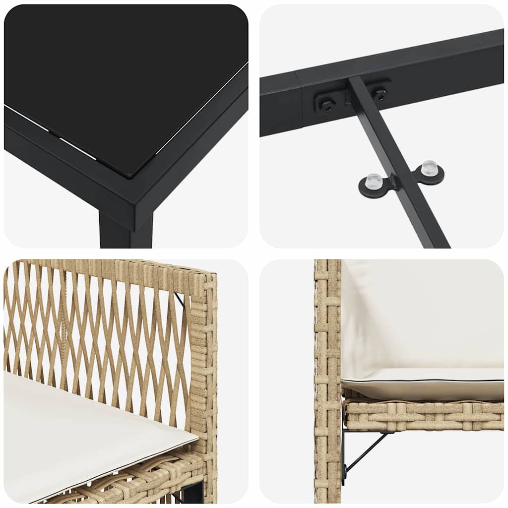 Σέτ φαγητού για κήπο 9 pcs Μπεζ συνθετικό ρατάν - Pakobazaar