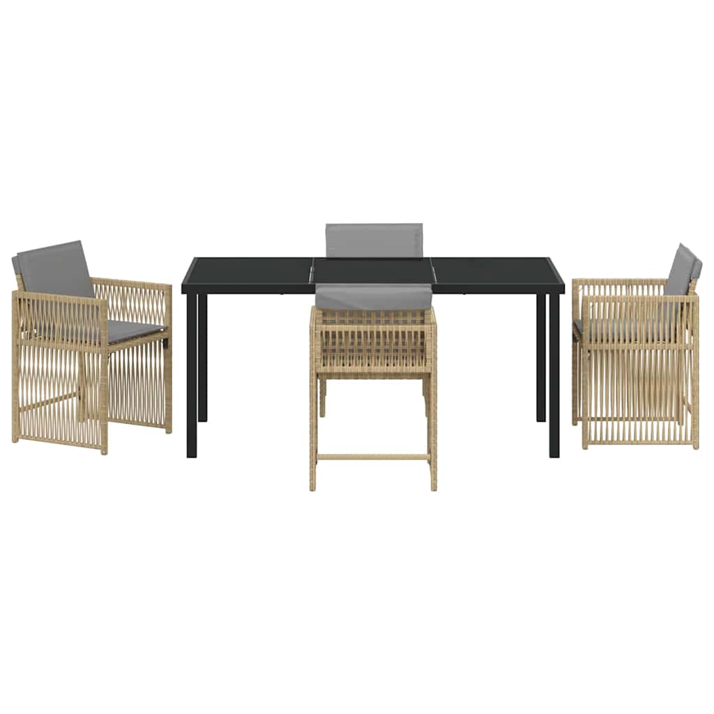 Σέτ φαγητού για κήπο 5 pcs Μπεζ συνθετικό ρατάν - Pakobazaar