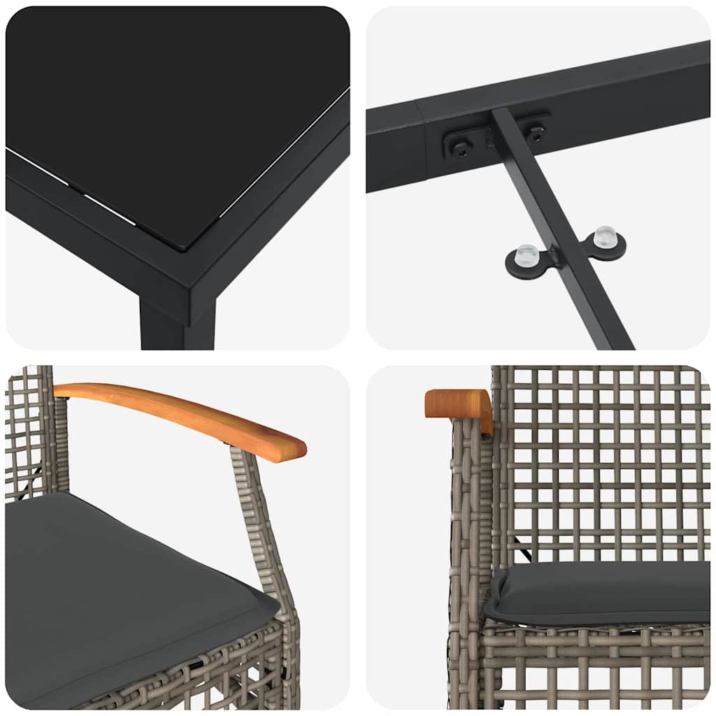 Σέτ φαγητού για κήπο 5 pcs Γκρι συνθετικό ρατάν - Pakobazaar