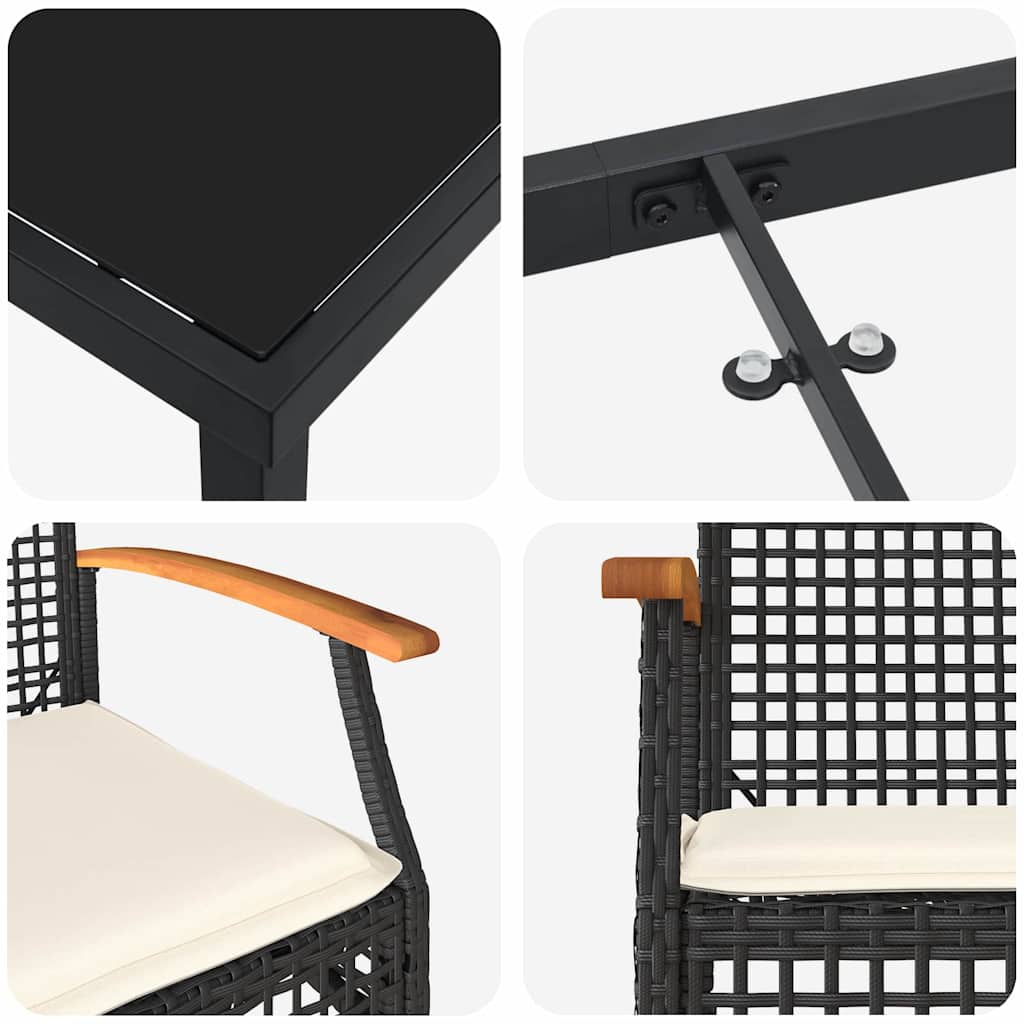 Σέτ φαγητού για κήπο 7 pcs Γκρι συνθετικό ρατάν - Pakobazaar