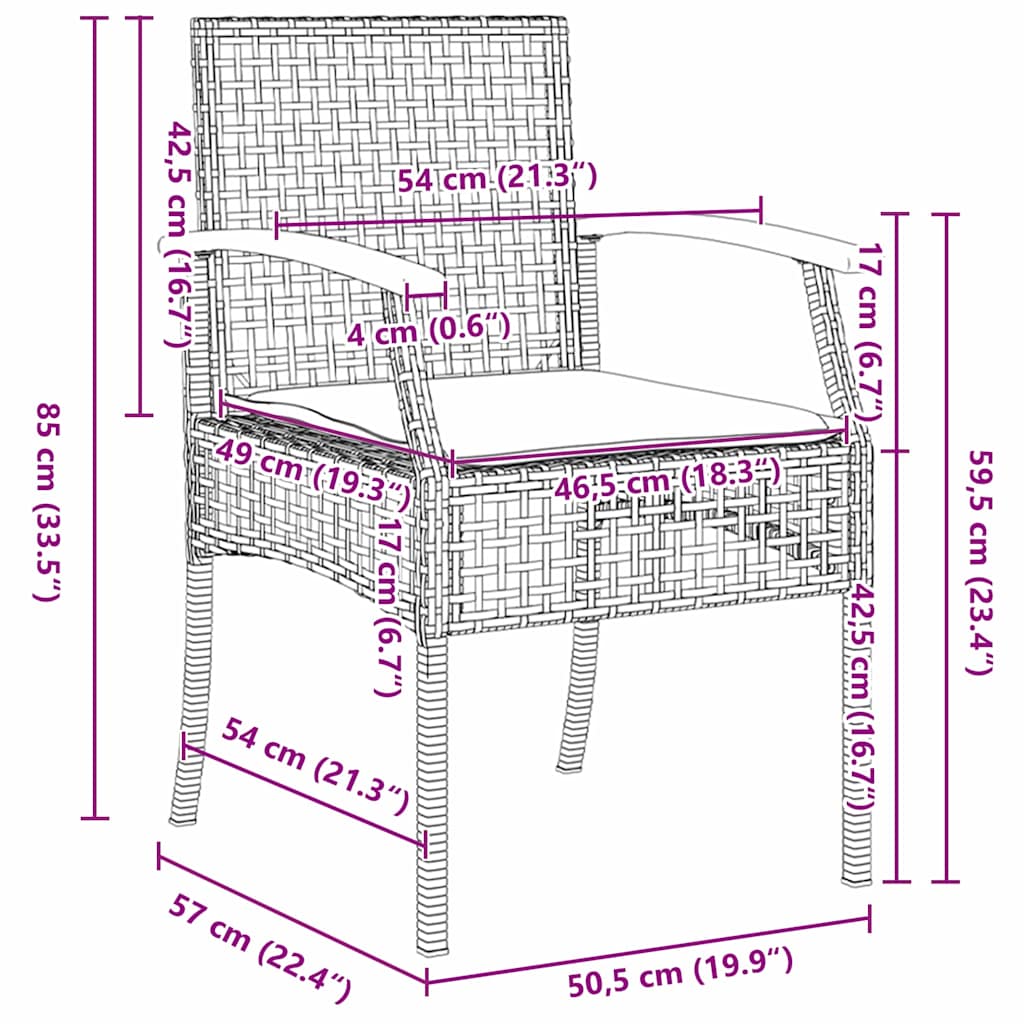 Σέτ φαγητού για κήπο 7 pcs Γκρι συνθετικό ρατάν - Pakobazaar