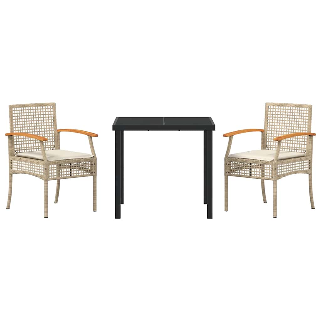 Σέτ φαγητού για κήπο 3 pcs Μπεζ συνθετικό ρατάν