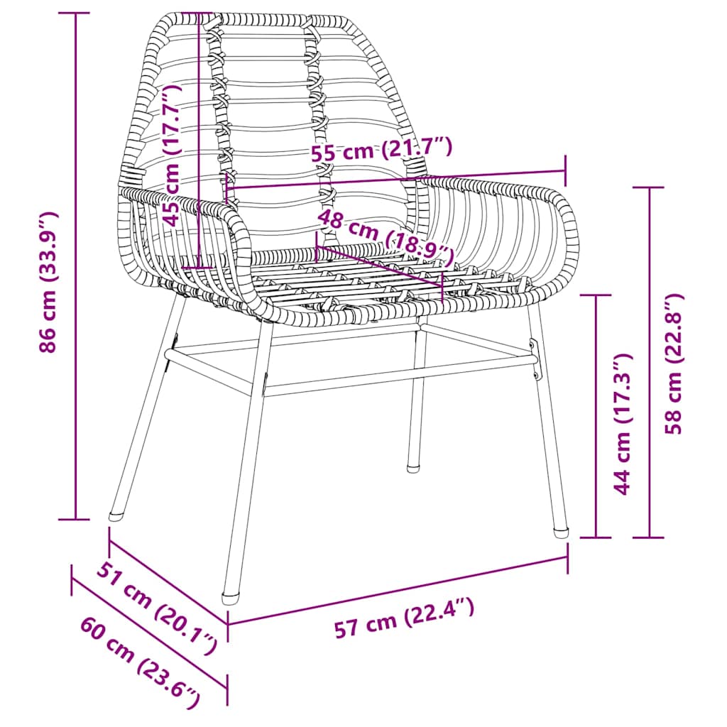 Σέτ φαγητού για κήπο 9 pcs Καφέ συνθετικό ρατάν - Pakobazaar