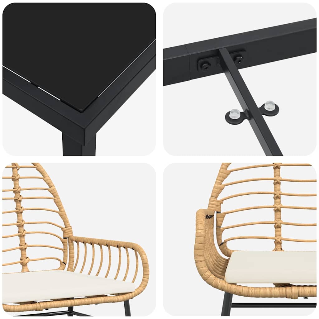 Σέτ φαγητού για κήπο 7 pcs Καφέ συνθετικό ρατάν - Pakobazaar