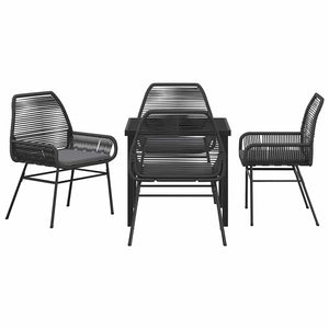 Σέτ φαγητού για κήπο με μαξιλάρι 5 pcs Μαύρο συνθετικό ρατάν - Pakobazaar