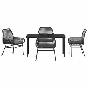 Σέτ φαγητού για κήπο με μαξιλάρι 5 pcs Μαύρο συνθετικό ρατάν - Pakobazaar