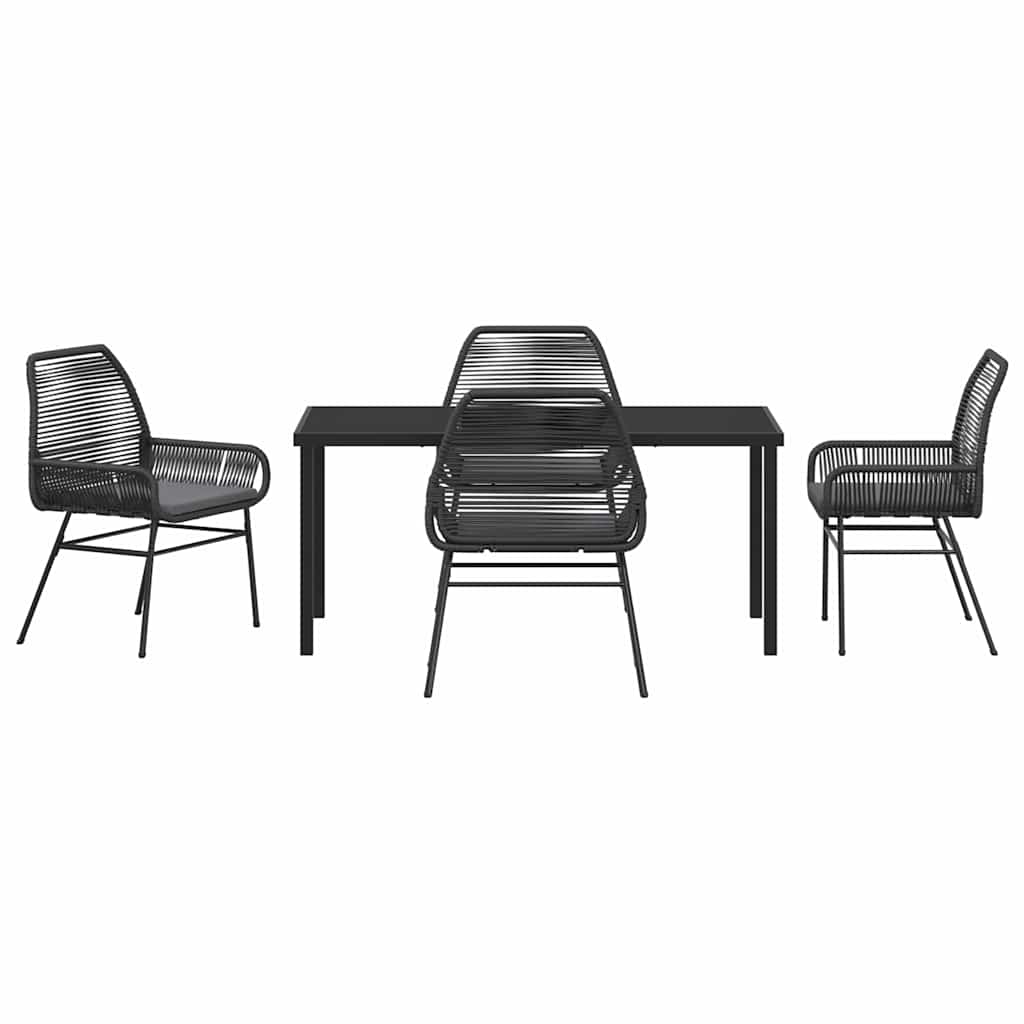 Σέτ φαγητού για κήπο με μαξιλάρι 5 pcs Μαύρο συνθετικό ρατάν - Pakobazaar