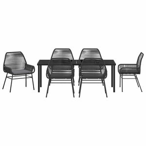 Σέτ φαγητού για κήπο με μαξιλάρι 7 pcs Μαύρο συνθετικό ρατάν - Pakobazaar