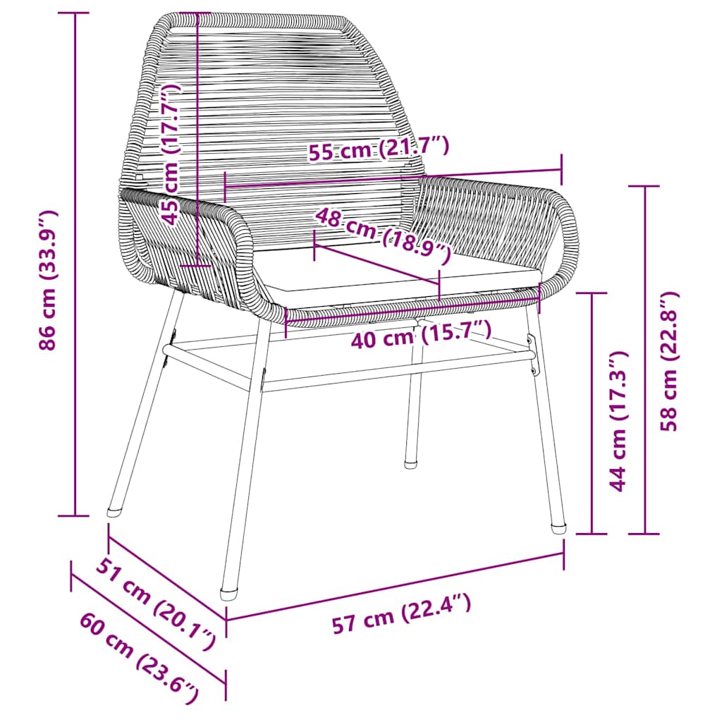 Σέτ φαγητού για κήπο με μαξιλάρι 5 pcs Καφέ συνθετικό ρατάν - Pakobazaar