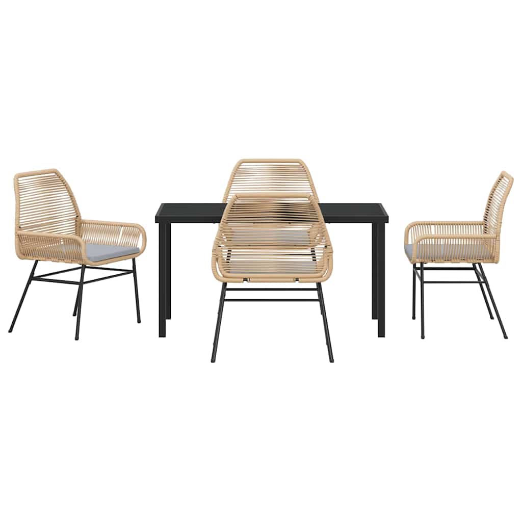 Σέτ φαγητού για κήπο με μαξιλάρι 5 pcs Καφέ συνθετικό ρατάν - Pakobazaar