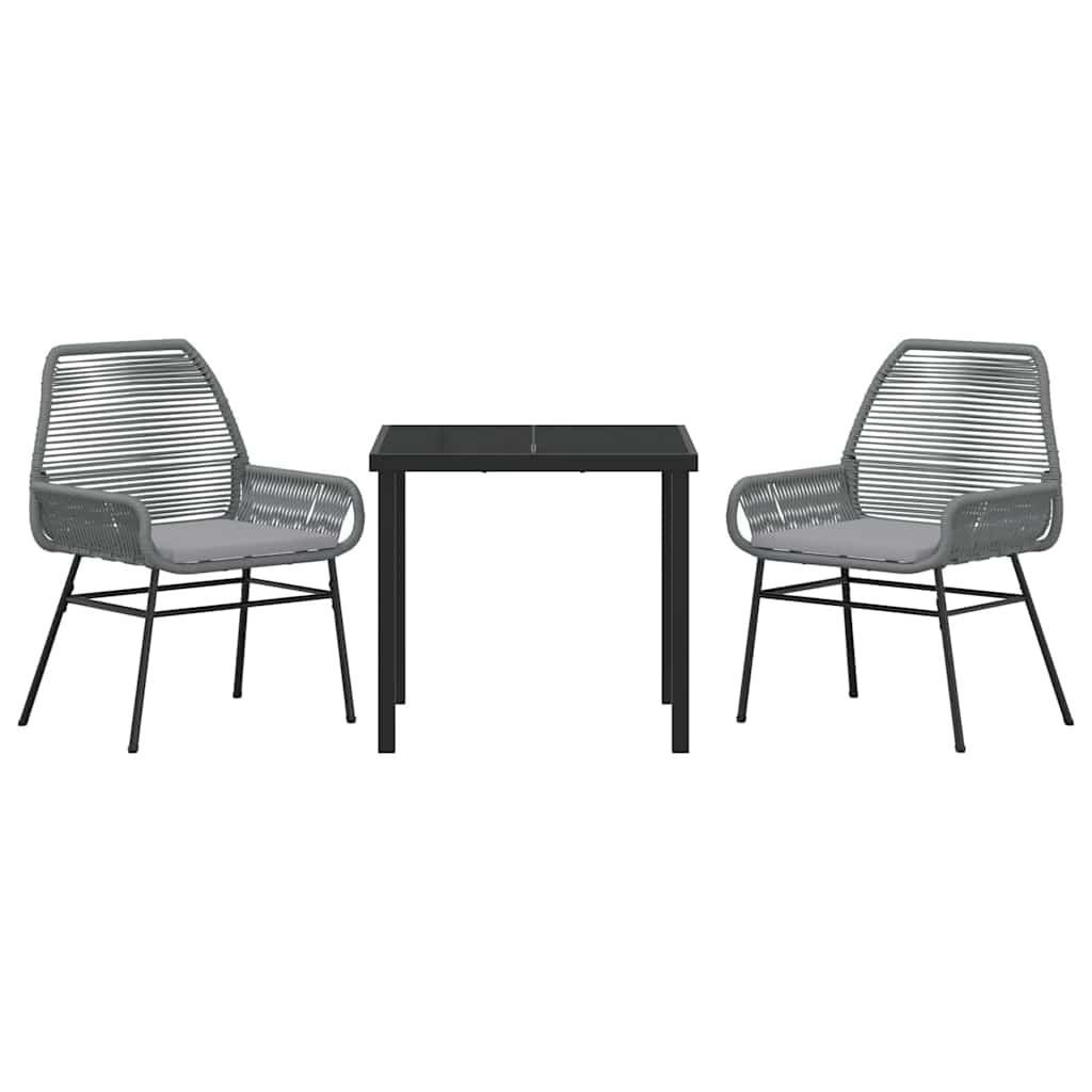 Σέτ φαγητού για κήπο με μαξιλάρι 3 pcs Γκρι συνθετικό ρατάν - Pakobazaar