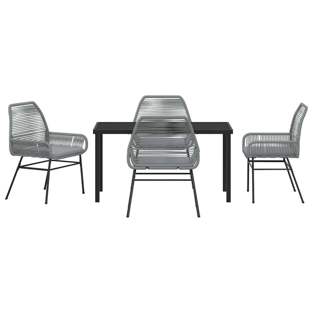 Σέτ φαγητού για κήπο με μαξιλάρι 5 pcs Γκρι συνθετικό ρατάν - Pakobazaar