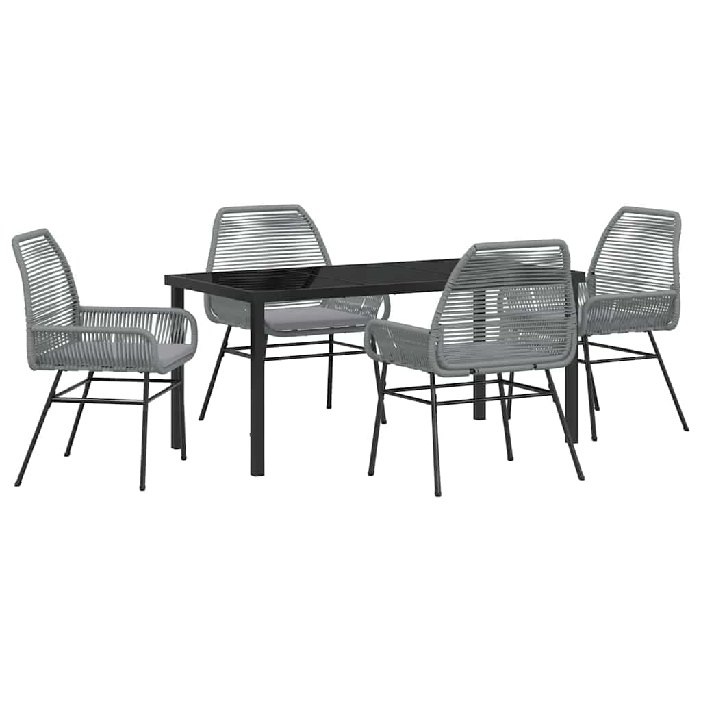 Σέτ φαγητού για κήπο με μαξιλάρι 5 pcs Γκρι συνθετικό ρατάν - Pakobazaar