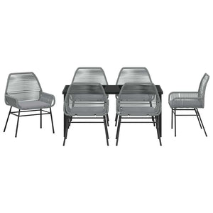 Σέτ φαγητού για κήπο με μαξιλάρι 7 pcs Γκρι συνθετικό ρατάν - Pakobazaar