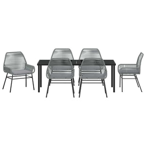 Σέτ φαγητού για κήπο με μαξιλάρι 7 pcs Γκρι συνθετικό ρατάν - Pakobazaar
