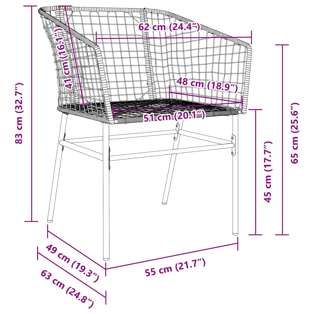Σέτ φαγητού για κήπο 5 pcs Μαύρο συνθετικό ρατάν - Pakobazaar