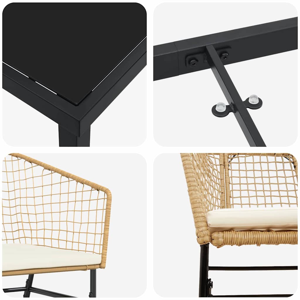 Σέτ φαγητού για κήπο 5 pcs Καφέ συνθετικό ρατάν - Pakobazaar