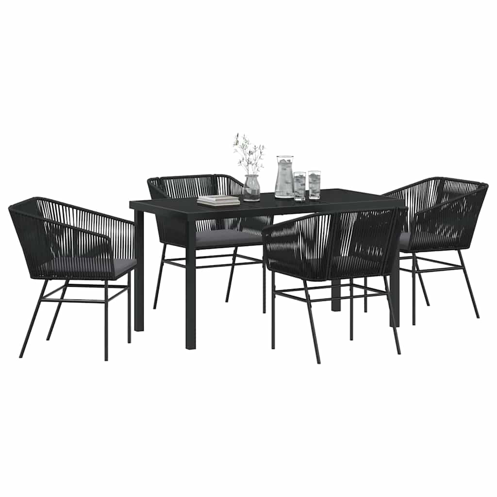 Σέτ φαγητού για κήπο 5 pcs Μαύρο Χάλυβας με επίστρωση πούδρας - Pakobazaar