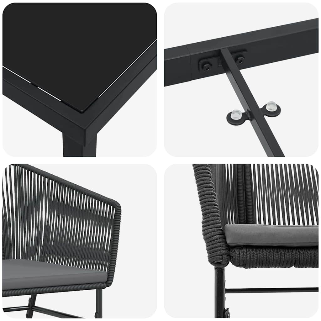 Σέτ φαγητού για κήπο 7 pcs Μαύρο Χάλυβας με επίστρωση πούδρας - Pakobazaar