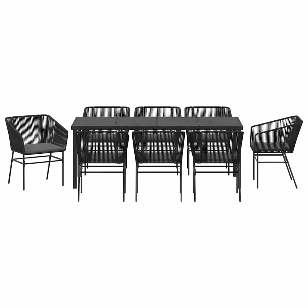 Σέτ φαγητού για κήπο 9 pcs Μαύρο Χάλυβας με επίστρωση πούδρας - Pakobazaar