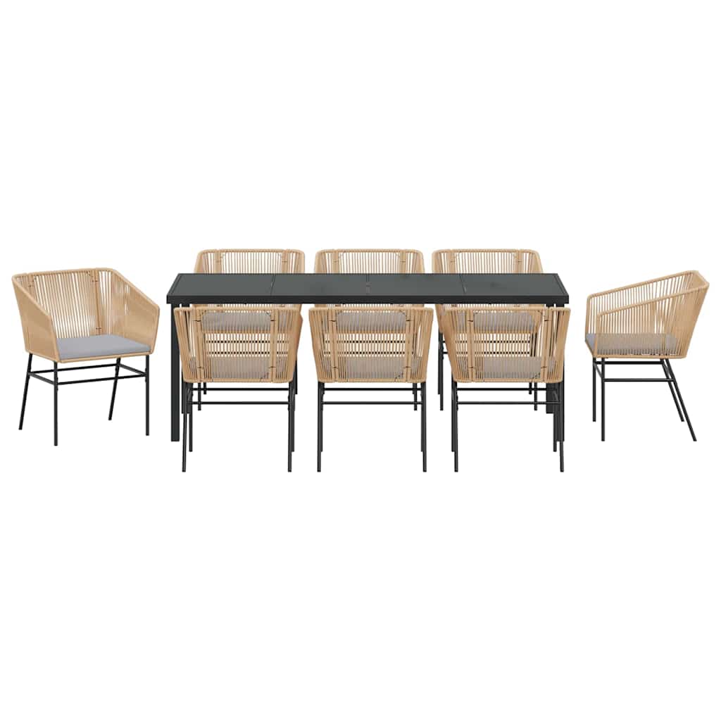 Σέτ φαγητού για κήπο 9 pcs Καφέ Χάλυβας με επίστρωση πούδρας - Pakobazaar