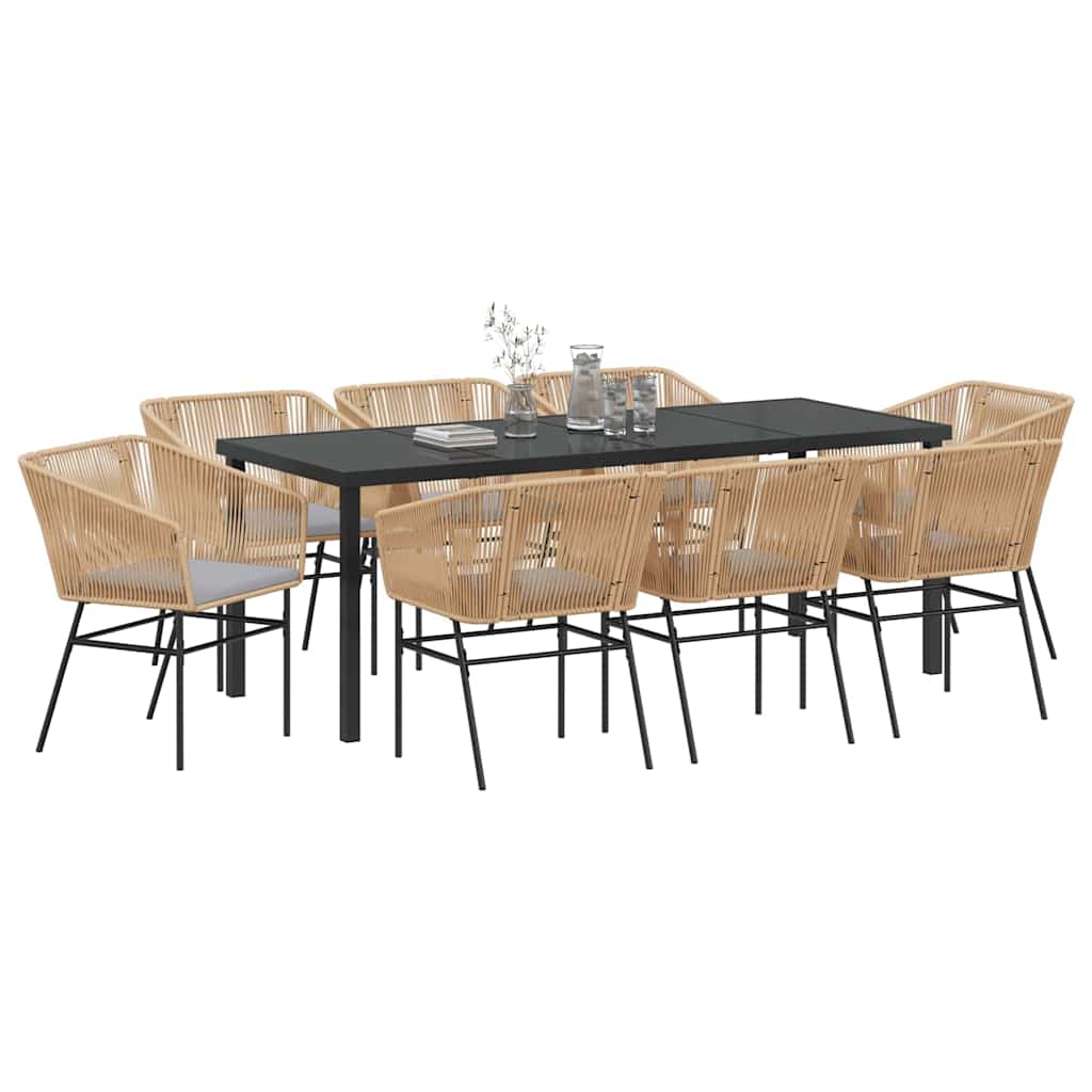 Σέτ φαγητού για κήπο 9 pcs Καφέ Χάλυβας με επίστρωση πούδρας - Pakobazaar