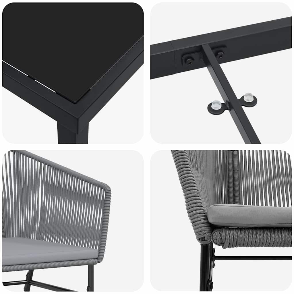 Σέτ φαγητού για κήπο 9 pcs Γκρι Χάλυβας με επίστρωση πούδρας - Pakobazaar