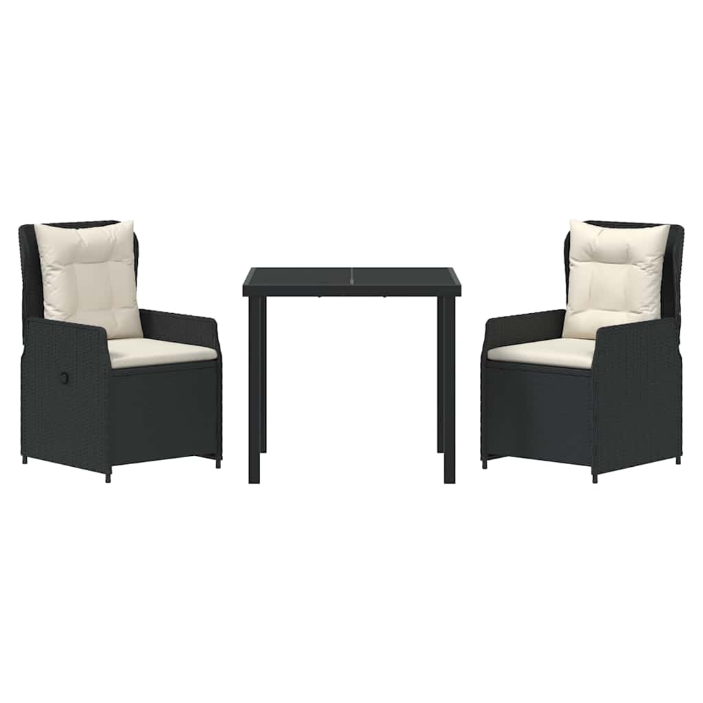 Σέτ φαγητού για κήπο 3 pcs Μαύρο συνθετικό ρατάν - Pakobazaar