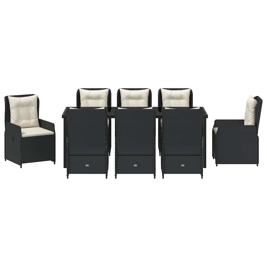 Σέτ φαγητού για κήπο 9 pcs Μαύρο συνθετικό ρατάν - Pakobazaar