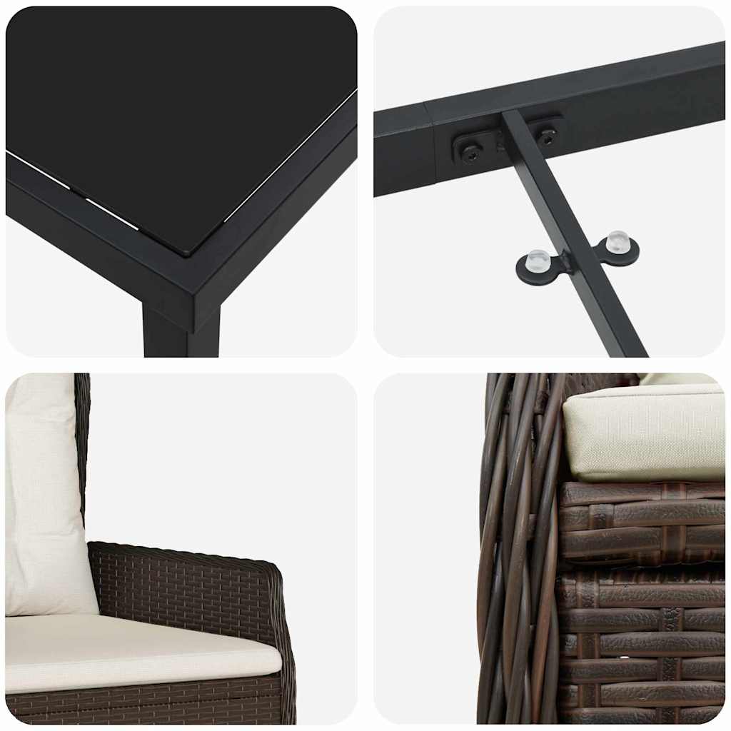 Σέτ φαγητού για κήπο 3 pcs Καφέ συνθετικό ρατάν - Pakobazaar