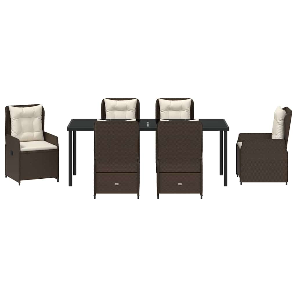 Σέτ φαγητού για κήπο 7 pcs Καφέ συνθετικό ρατάν - Pakobazaar