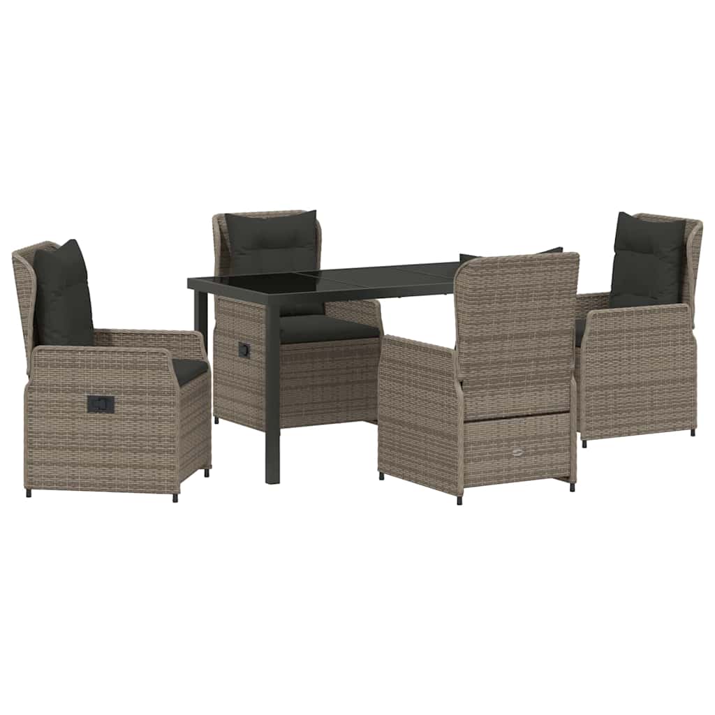 Σέτ φαγητού για κήπο 5 pcs Γκρι συνθετικό ρατάν - Pakobazaar