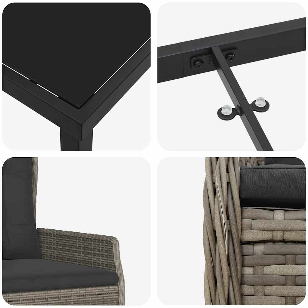 Σέτ φαγητού για κήπο 9 pcs Γκρι συνθετικό ρατάν - Pakobazaar