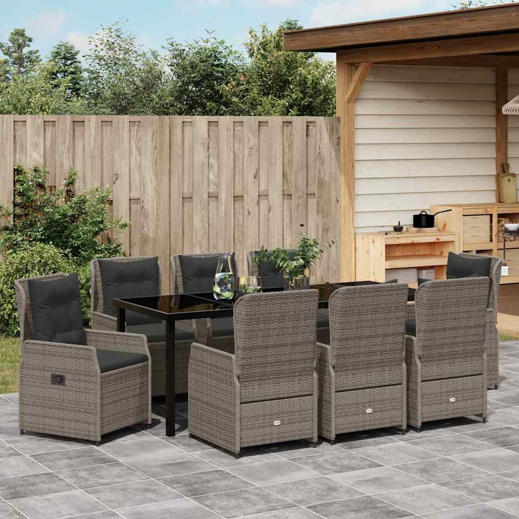 Σέτ φαγητού για κήπο 9 pcs Γκρι συνθετικό ρατάν - Pakobazaar