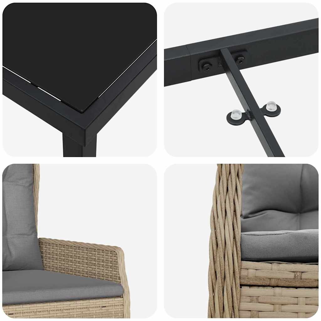 Σέτ φαγητού για κήπο 5 pcs Μπέζ και Ανοιχτό Γκρι