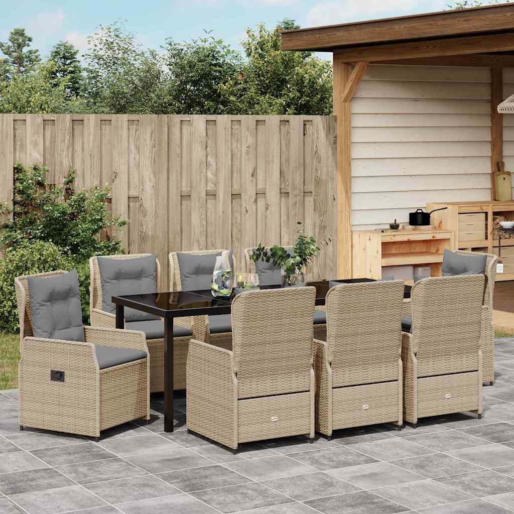 Σέτ φαγητού για κήπο 9 pcs Μπέζ και Ανοιχτό Γκρι - Pakobazaar