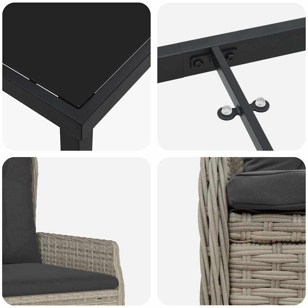 Σέτ φαγητού για κήπο 9 pcs Ανοιχτό γκρι συνθετικό ρατάν - Pakobazaar