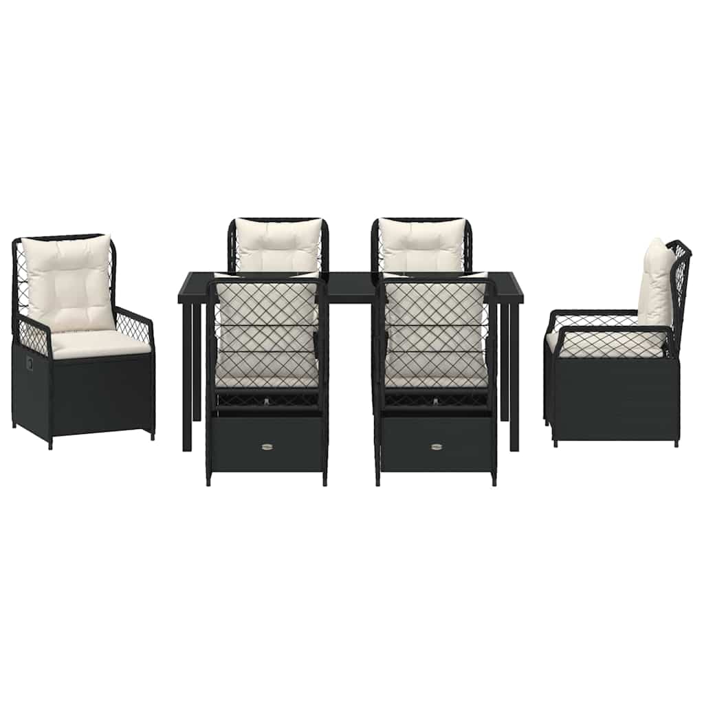 Σέτ φαγητού για κήπο 7 pcs Μαύρο συνθετικό ρατάν - Pakobazaar